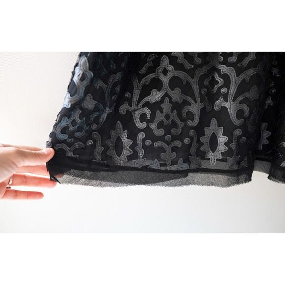 Analili "Leather" Laser Cut Out Detailed Edgy Black Tank Top Blouse L - Picture 5 of 12